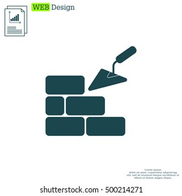Vector icons brickwork and building trowel