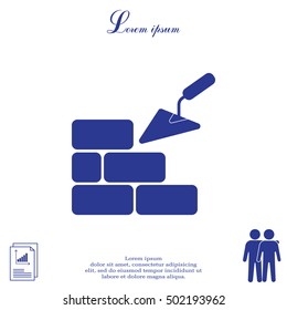 Vector icons brickwork and building trowel