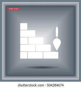 Vector icons brickwork and building trowel