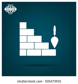 Vector icons brickwork and building trowel