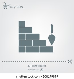 Vector icons brickwork and building trowel