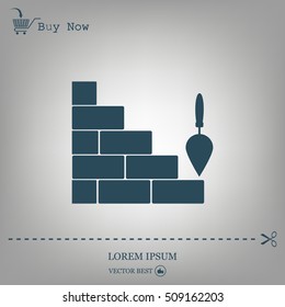 Vector icons brickwork and building trowel