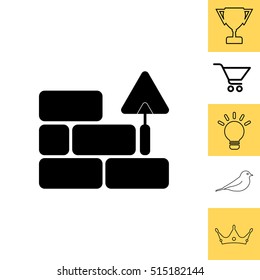 Vector icons brickwork and building trowel