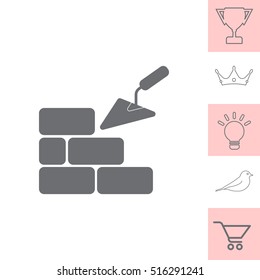 Vector icons brickwork and building trowel