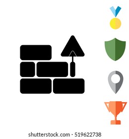 Vector icons brickwork and building trowel