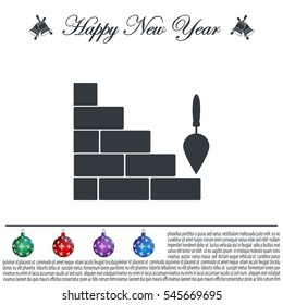 Vector icons brickwork and building trowel