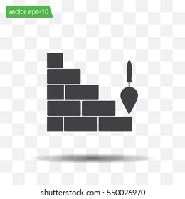 Vector icons brickwork and building trowel