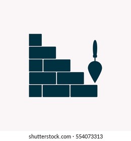 Vector icons brickwork and building trowel