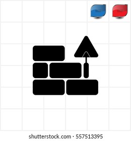 Vector icons brickwork and building trowel