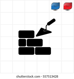 Vector icons brickwork and building trowel