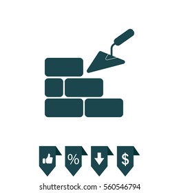 Vector icons brickwork and building trowel