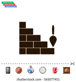 Vector icons brickwork and building trowel