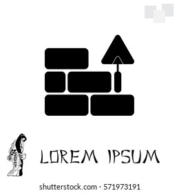 Vector icons brickwork and building trowel