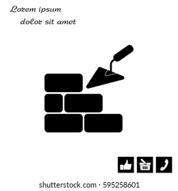 Vector icons brickwork and building trowel