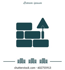 Vector icons brickwork and building trowel