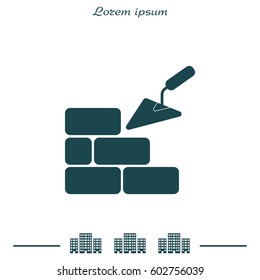 Vector icons brickwork and building trowel
