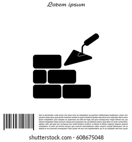 Vector icons brickwork and building trowel
