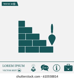 Vector icons brickwork and building trowel