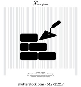 Vector icons brickwork and building trowel