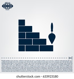 Vector icons brickwork and building trowel