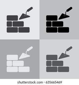 Vector icons brickwork and building trowel