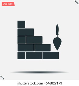 Vector icons brickwork and building trowel