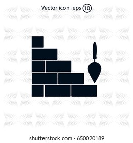 Vector icons brickwork and building trowel