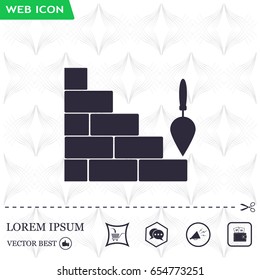 Vector icons brickwork and building trowel