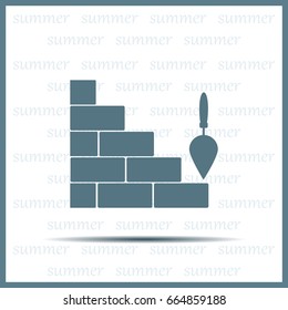 Vector icons brickwork and building trowel
