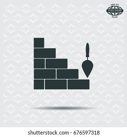 Vector icons brickwork and building trowel
