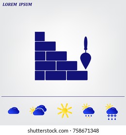Vector icons brickwork and building trowel