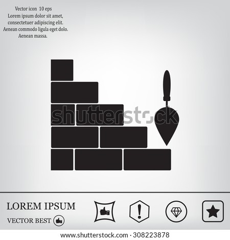Vector icons brickwork and building trowel