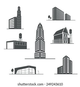 Vector icons of buildings