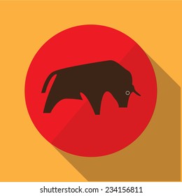 Vector icons "bull" on the topic business, on a red  circle