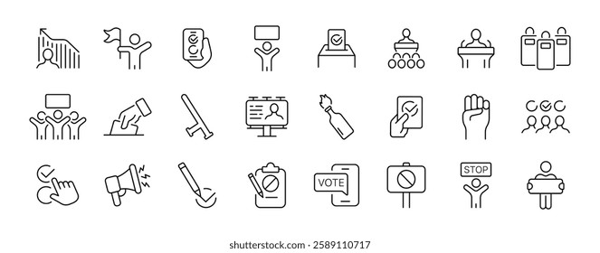 Vector icons: business, communication, and voting symbols set.