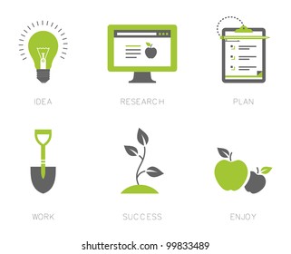 Vector icons for a business success process