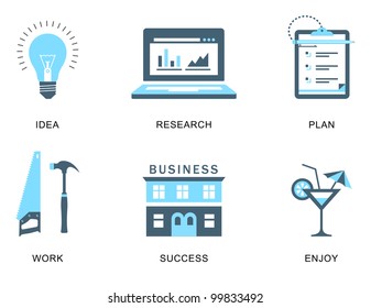 Vector icons for a business success process