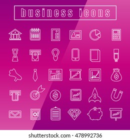 vector icons Business Thin Line white