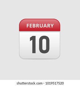 vector icons calendar on 10 february set on grey background