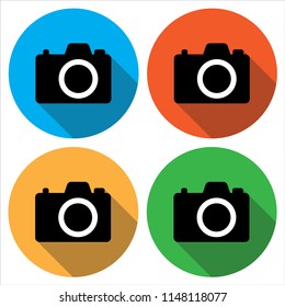 Vector Icons. The camera icon. Badge in a flat design. For the web concept and mobile devices.