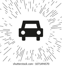 vector icons of car against the background of the rays