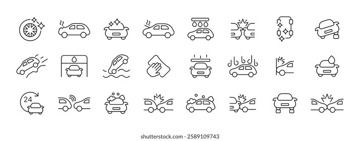 Vector icons for car services and maintenance solutions.