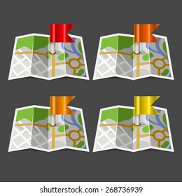 Vector icons cards and labels with flags