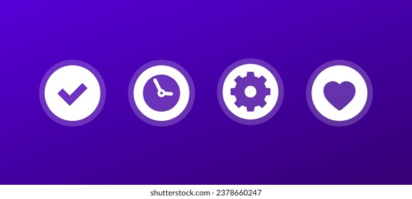 vector icons - check mark, history and settings