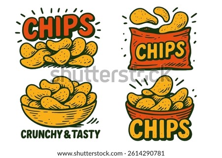Vector icons of chips illustration