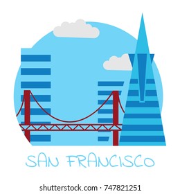 Vector icons of the city of San Francisco on a white background