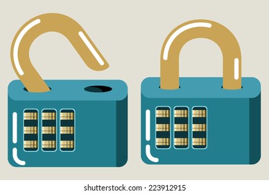 Vector Icons of Closed and Opened Locks