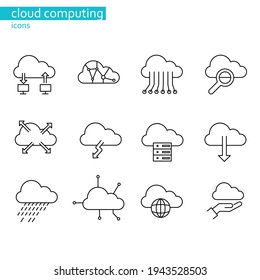 Vector icons of cloud computing, done in a simplistic and elegant way