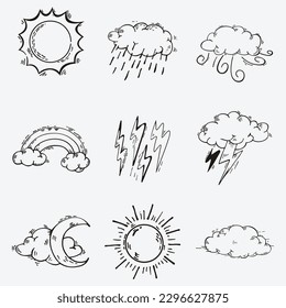 vector icons clouds, weather and sky