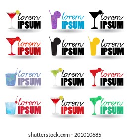 vector icons cocktails. set